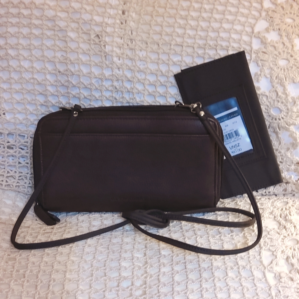 Wilson Leather brown crossbody organizer wallet NWT